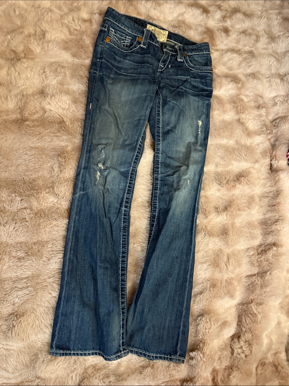 Big Star Dark Blue Flared Jeans with Fading